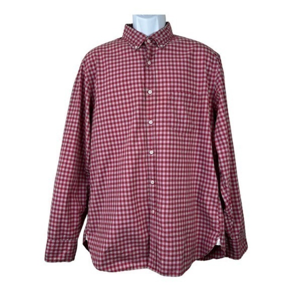 J.Crew Men Casual Shirt Plaid Red Gray Size L